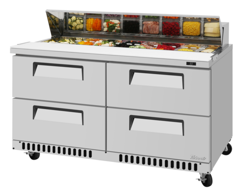 Turbo Air TST-60SD-D4-FB-N 14.8 Cu. Ft. Two-Section and Four Drawer Super Deluxe Series Undercounter Refrigerator - 115 Volts