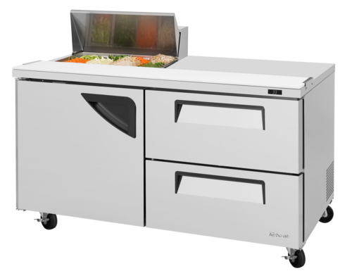 Turbo Air TST-60SD-08S-D2-N 19 Cu. Ft. Two-Section One Door and Two Drawer Super Deluxe Sandwich or Salad Unit - 115 Volts