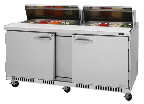 Turbo Air PST-72-FB-N 17.6 Cu. Ft. Two-Section Two Door PRO Series Sandwich or Salad Prep Table - 115 Volts