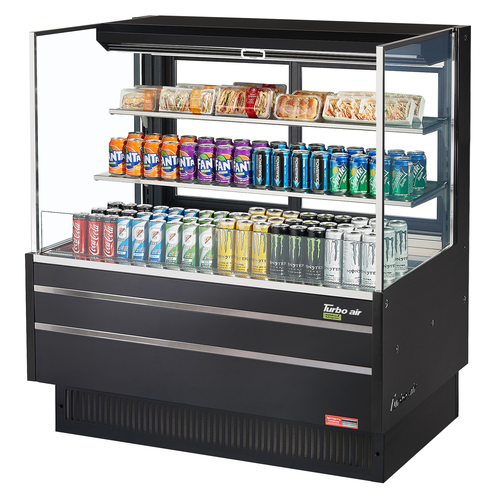 Turbo Air TOM-48L-UFD-W(B)-3S-N 15.2 Cu. Ft. Stainless Steel 2 Shelves Horizontal Open Display Merchandiser - 115 Volts