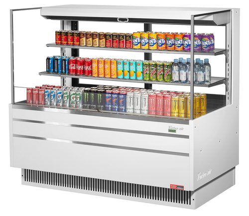 Turbo Air TOM-60L-UFD-W(B)-3S-N 19.3 Cu. Ft. Stainless Steel 2 Shelves Horizontal Open Display Merchandiser - 115 Volts