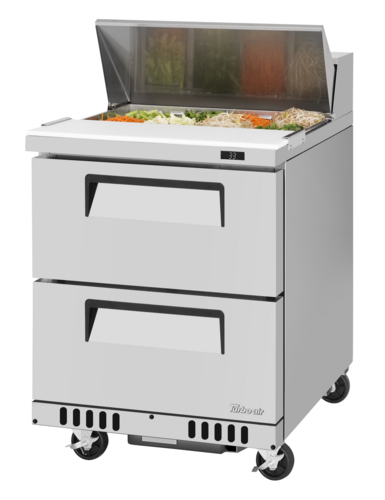 Turbo Air TST-28SD-D2-FB-N 6.5 Cu. Ft. One-Section Two Drawer Super Deluxe Sandwich or Salad Unit - 115 Volts
