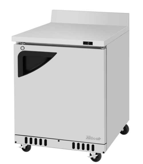Turbo Air TWF-28SD-FB-N 6.5 Cu. Ft. Stainless Steel 1 Solid Door Super Deluxe Worktop Freezer - 115 Volts