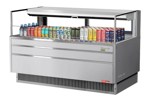 Turbo Air TOM-60L-UFD-S-1S-N 8 Cu. Ft. Stainless Steel Deck Only Horizontal Open Display Merchandiser - 115 Volts