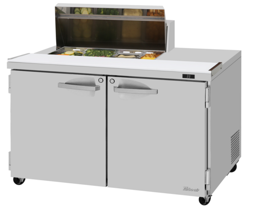 Turbo Air PST-48-08S-N(-LW) 15 Cu. Ft. Two-Section Two Door PRO Series Sandwich or Salad Prep Work Station - 115 Volts