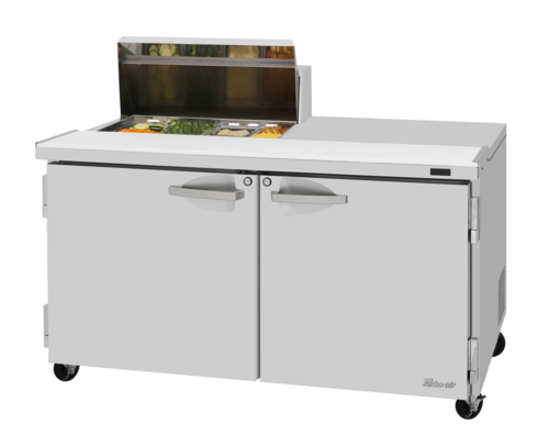 Turbo Air PST-60-08S-N(-LW) 16 Cu. Ft. Two-Section Two Door PRO Series Sandwich or Salad Prep Work Station - 115 Volts
