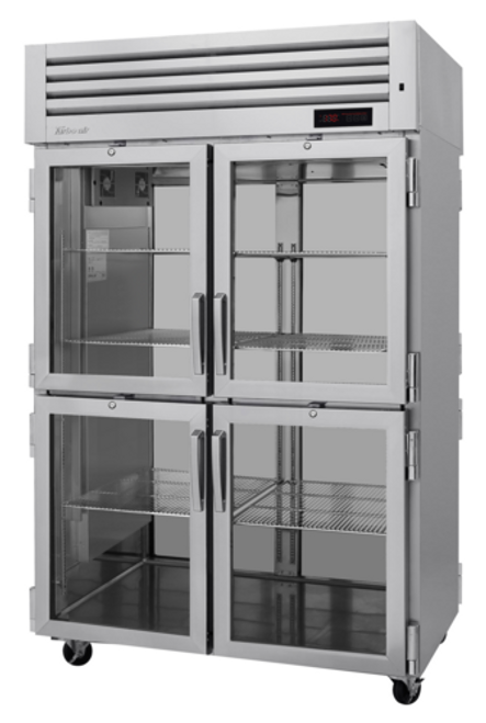 Turbo Air PRO-50-4H-GS-PT 53 Cu. Ft. Stainless Steel Pass-Thru Two-Section PRO Series Heated Cabinet - 208/230-115 Volts