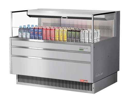Turbo Air TOM-48L-UF-S-1S-N 6.3 Cu. Ft. Stainless Steel Low-Profile Horizontal Open Display Merchandiser - 115 Volts