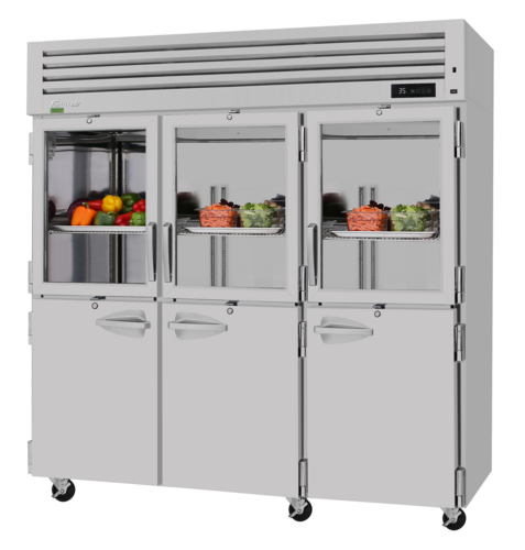 Turbo Air PRO-77R-GSH-N 74.78 Cu. Ft. Stainless Steel Reach-In Three-Section PRO Series Refrigerator - 115 Volts