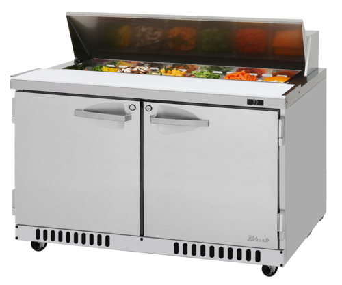Turbo Air PST-48-FB-N 11.1 Cu. Ft. Two-Section Two Door PRO Series Sandwich or Salad Prep Table - 115 Volts