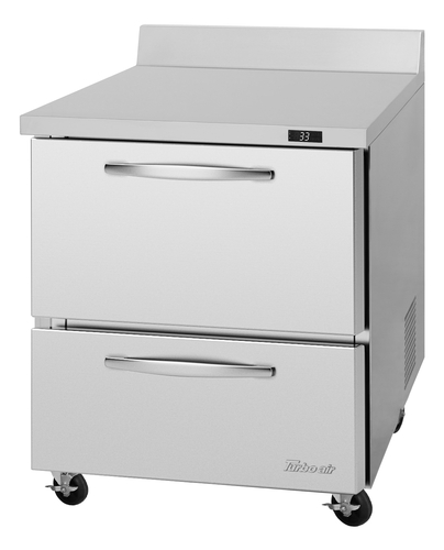 Turbo Air PWR-28-D2-N 6.8 Cu. Ft. Stainless Steel 2 Drawers PRO Series Worktop Refrigerator - 115 Volts