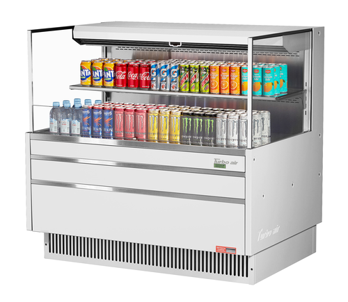 Turbo Air TOM-48L-UF-W(B)-2S-N 10.2 Cu. Ft. Black Stainless Steel 1 Shelf Horizontal Open Display Merchandiser - 115 Volts