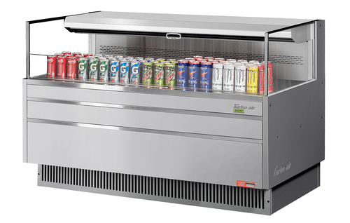 Turbo Air TOM-60L-UF-S-1S-N 8 Cu. Ft. Stainless Steel Deck Only Horizontal Open Display Merchandiser - 115 Volts