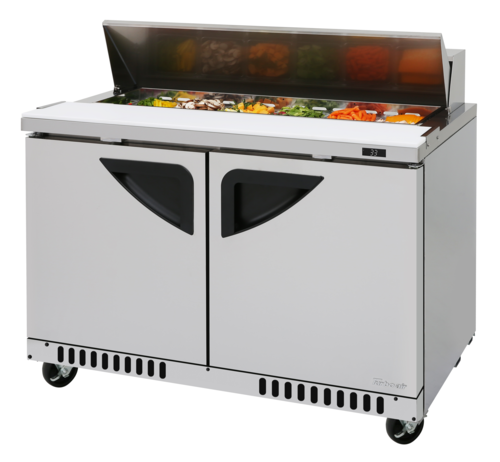 Turbo Air TST-48SD-FB-N 11.1 Cu. Ft. Two-Section Two Door Super Deluxe Sandwich or Salad Unit - 115 Volts