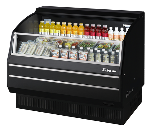 Turbo Air TOM-50SB-SP(-A)-N 8.9 Cu. Ft. Black Stainless Steel 3 Shelves Slim-Line Horizontal Open Display Merchandiser - 115 Volts