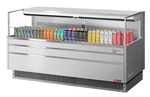Turbo Air TOM-72L-UF-S-1S-N 9.7 Cu. Ft. Stainless Steel Deck Only Horizontal Open Display Merchandiser - 220 Volts