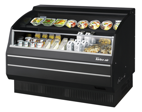 Turbo Air TOM-50LB-SP(-A)-N 9.8 Cu. Ft. Black Stainless Steel 1 Shelf Low Profile Horizontal Open Display Merchandiser - 115 Volts