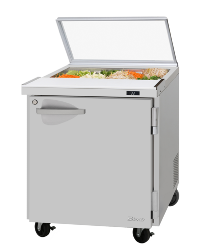 Turbo Air PST-28-N-GL 7 Cu. Ft. One-Section One Door PRO Series Sandwich or Salad Prep Table with Glass Lid - 115 Volts