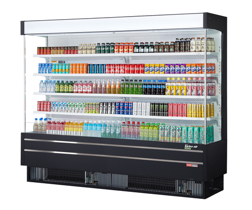 Turbo Air TOM-96SEW(B)-N 42.6 Cu. Ft. Stainless Steel 8 Shelves Vertical Air Curtain Open Display Merchandiser - 220 Volts