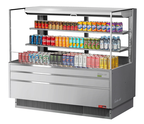Turbo Air TOM-60L-UFD-S-3S-N 19.3 Cu. Ft. Stainless Steel 2 Shelves Horizontal Open Display Merchandiser - 115 Volts