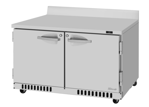 Turbo Air PWR-48-FB-N 9.8 Cu. Ft. Stainless Steel 2 Hinged Solid Doors with Locks PRO Series Worktop Refrigerator - 115 Volts