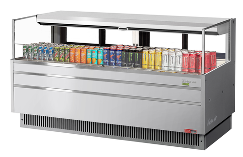 Turbo Air TOM-72L-UFD-S-1S-N 9.7 Cu. Ft. Stainless Steel Deck Only Horizontal Open Display Merchandiser - 220 Volts