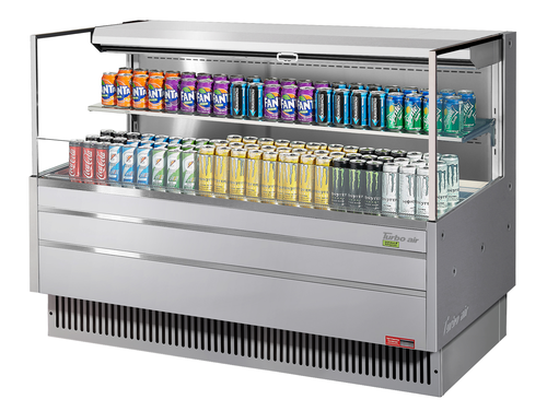 Turbo Air TOM-60L-UF-S-2S-N 13 Cu. Ft. Stainless Steel 1 Shelf Horizontal Open Display Merchandiser - 115 Volts