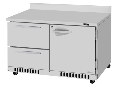 Turbo Air PWR-48-D2R(L)-FB-N 9.8 Cu. Ft. Stainless Steel 1 Door with 2 Drawers PRO Series Worktop Refrigerator - 115 Volts