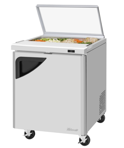 Turbo Air TST-28SD-N-GL 7 Cu. Ft. One-Section One Door Super Deluxe Sandwich or Salad Unit with Glass Lid - 115 Volts