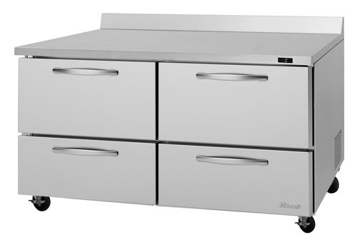 Turbo Air PWF-60-D4-N 17.2 Cu. Ft. Stainless Steel 4 Drawers PRO Series Worktop Freezer - 115 Volts