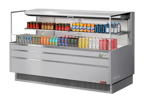 Turbo Air TOM-72L-UF-S-2S-N 15.8 Cu. Ft. Stainless Steel 2 Shelves Horizontal Open Display Merchandiser - 220 Volts