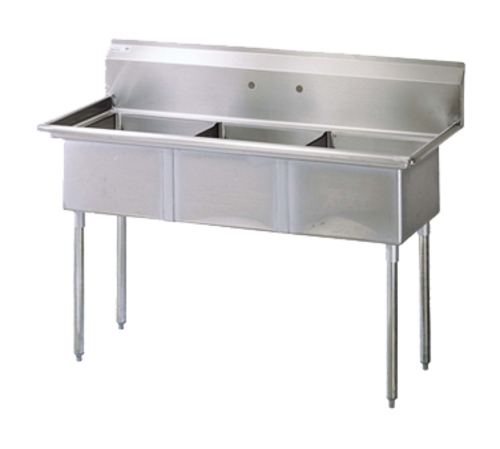 Turbo Air TSA-3-N 18" Wide x 18" Front-to-Back Stainless Steel 3-Compartment Prep Sink