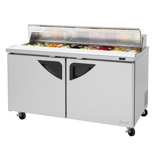 Turbo Air TST-60SD-N-CL 16 Cu. Ft. Two-Section Two Door Super Deluxe Sandwich or Salad Unit with Clear Lid - 115 Volts