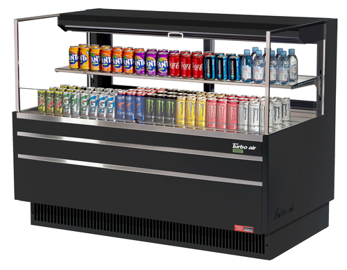 Turbo Air TOM-60L-UFD-S-2S-N 13 Cu. Ft. Stainless Steel 1 Shelf Horizontal Open Display Merchandiser - 115 Volts