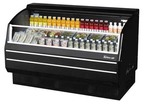 Turbo Air TOM-60SB-SP(-A)-N 11.2 Cu. Ft. Black Stainless Steel 3 Shelves Slim Profile - Solid Side Panel Open Display Merchandiser - 115 Volts