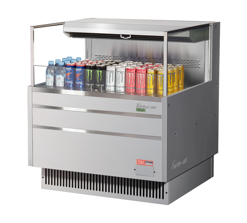 Turbo Air TOM-36L-UF-S-1S-N 4.6 Cu. Ft. Stainless Steel Low-Profile Horizontal Open Display Merchandiser - 115 Volts