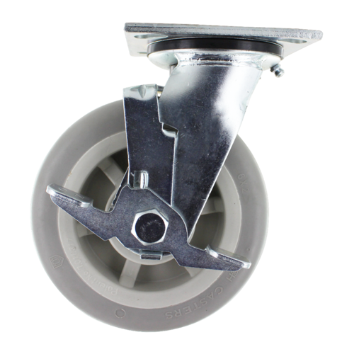 New Age C517 6" Dia Swivel Platform "Softie" TPR Caster With Brakes