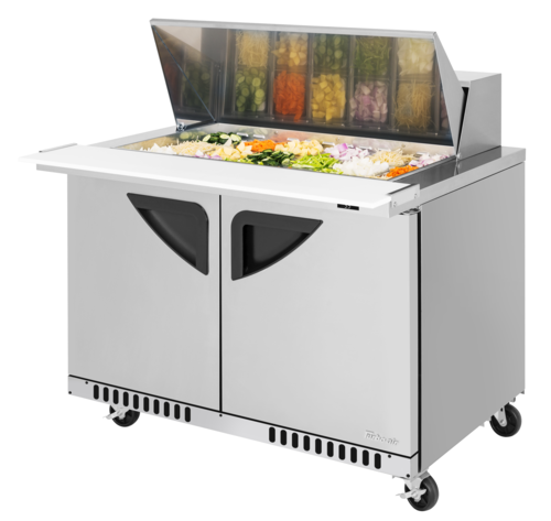 Turbo Air TST-48SD-18-FB-N 13.9 Cu. Ft. Two-Section Stainless Steel Super Deluxe Sandwich or Salad Mega Top Unit - 115 Volts