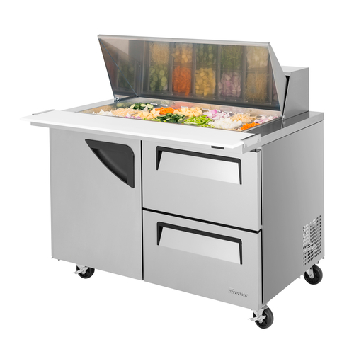 Turbo Air TST-48SD-18-D2-N 15 Cu. Ft. Two-Section Stainless Steel Super Deluxe Sandwich or Salad Mega Top Unit - 115 Volts