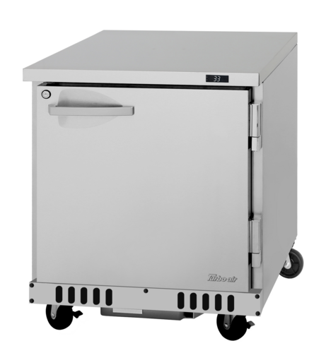 Turbo Air PUR-28-FB-N 6.5 Cu. Ft. Stainless Steel Solid PRO Series Undercounter Refrigerator - 115 Volts