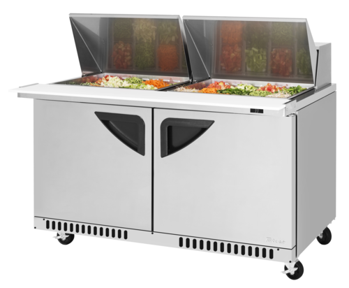 Turbo Air TST-60SD-24-FB-N 17.6 Cu. Ft. Two-Section Stainless Steel Super Deluxe Sandwich or Salad Mega Top Unit - 115 Volts
