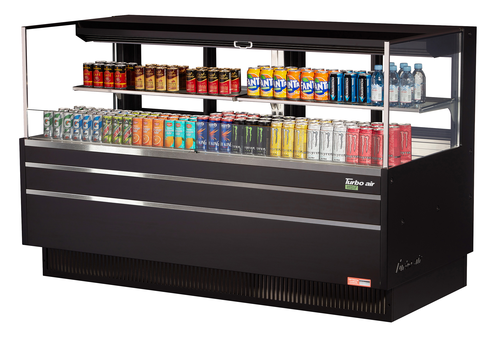 Turbo Air TOM-72L-UFD-W(B)-2S-N 15.8 Cu. Ft. Low-Profile Horizontal Open Display Merchandiser - 220 Volts