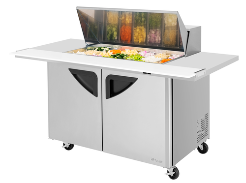 Turbo Air TST-48SD-18-E-N 15 Cu. Ft. Two-Section Stainless Steel Super Deluxe Sandwich or Salad Mega Top Unit - 115 Volts