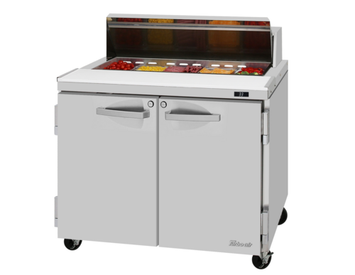 Turbo Air PST-36-N 9 Cu. Ft. Two-Section Stainless Steel PRO Series Sandwich or Salad Prep Table  - 115 Volts