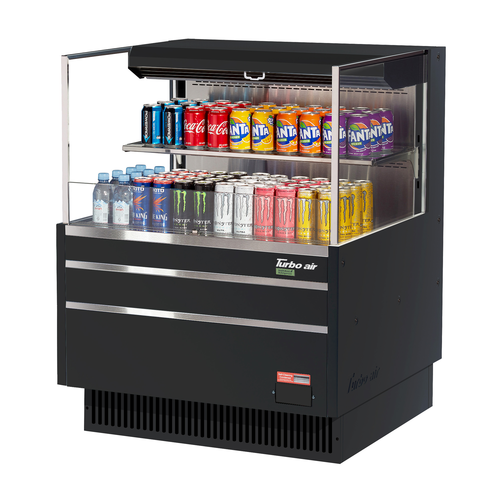 Turbo Air TOM-36L-UF-W(B)-2S-N 7.5 Cu. Ft. Low-Profile Horizontal Open Display Merchandiser - 115 Volts