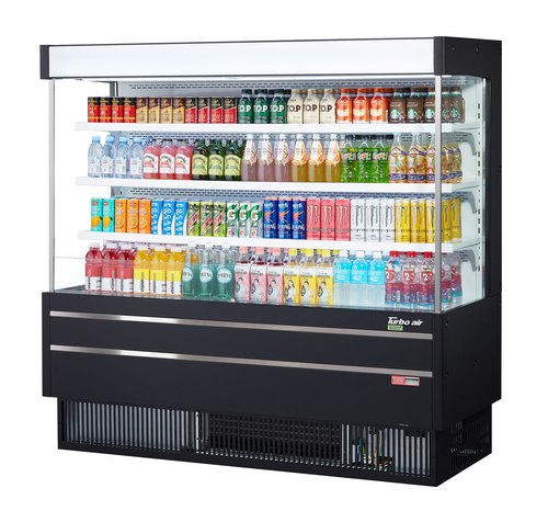 Turbo Air TOM-60MSEW(B)-N 17.2 Cu. Ft. Medium-Height Vertical Air Curtain Open Display Merchandiser - 115 Volts