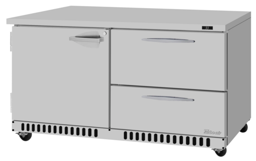 Turbo Air PUR-60-D2R(L)-FB-N 14.8 Cu. Ft. Stainless Steel Solid PRO Series Undercounter Refrigerator - 115 Volts
