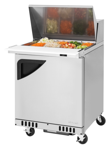 Turbo Air TST-28SD-12-FB-N 7.4 Cu. Ft. One-Section Stainless Steel Super Deluxe Sandwich or Salad Mega Top Unit - 115 Volts