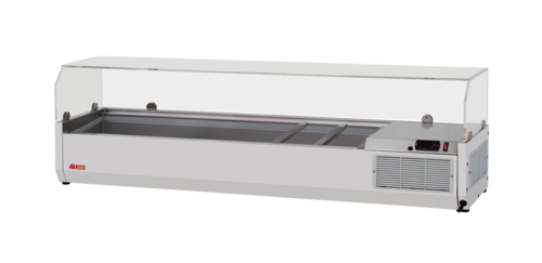Turbo Air CTST-1500G-13-N 59" L Stainless Steel E-Line Countertop Salad Table with Clear Hood - 115 Volts
