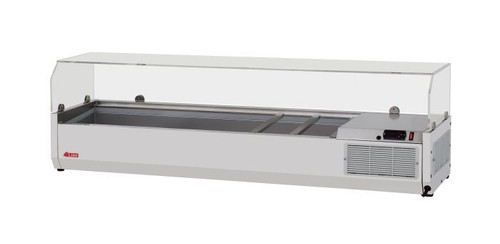 Turbo Air CTST-1500G-13-N 59" L Stainless Steel E-Line Countertop Salad Table with Clear Hood - 115 Volts